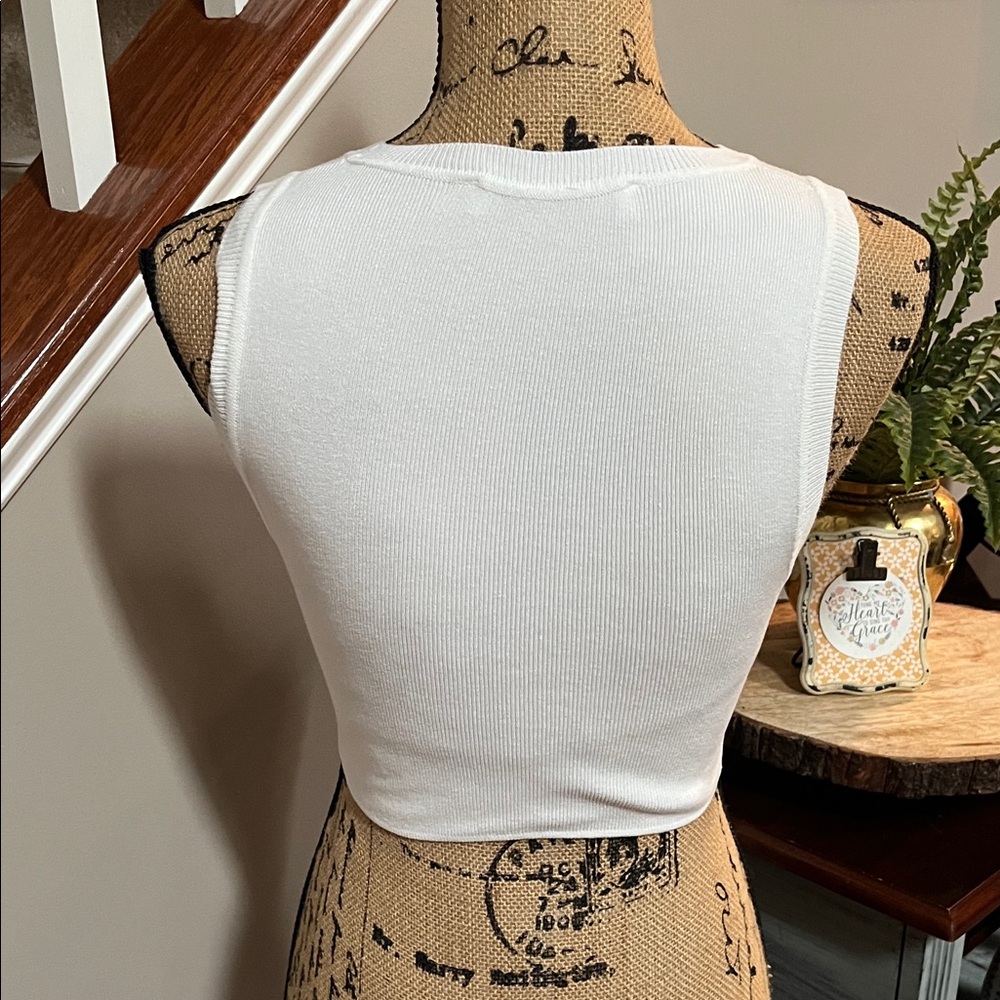 Zara White Ribbed Tank Top - Picture 2 of 5